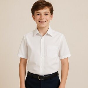 NWT Nautica White Short Sleeve Uniform Shirt Boys M (12/14)